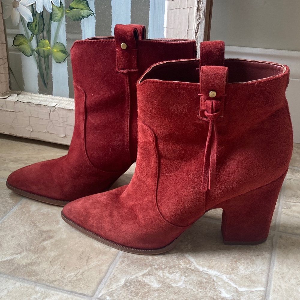 Sam Edelman Red Suede Heeled Boots